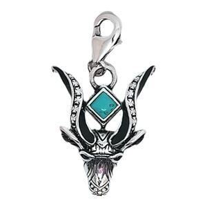 925 Sterling Silver Square Turquoise Horned Animal Head Charm